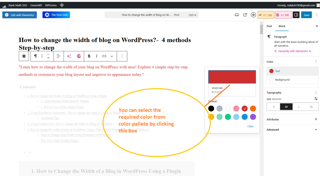 How to change color for text in WordPress
